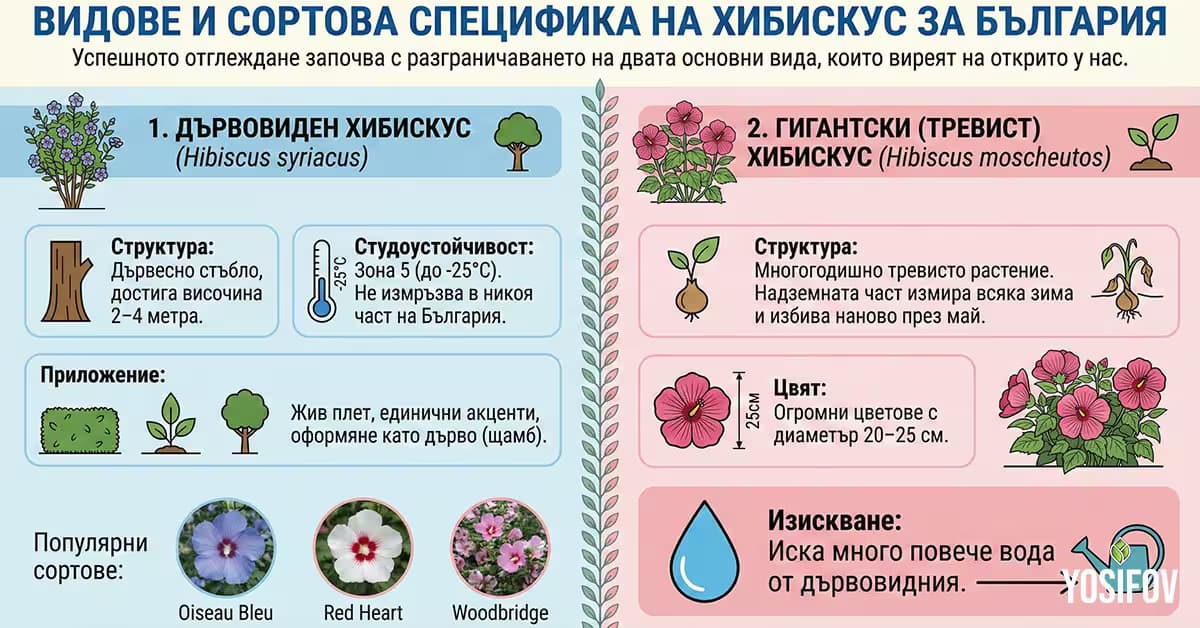 Видове и Сортова специфика за България на хибискусите