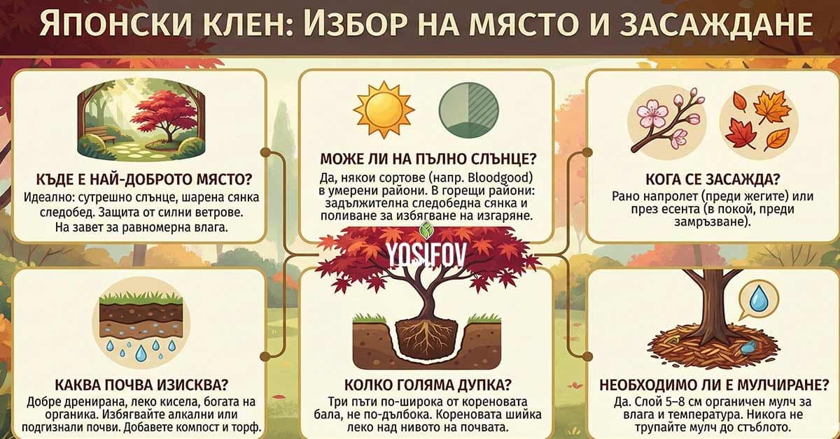Къде да засадим японския клен: Инфографика